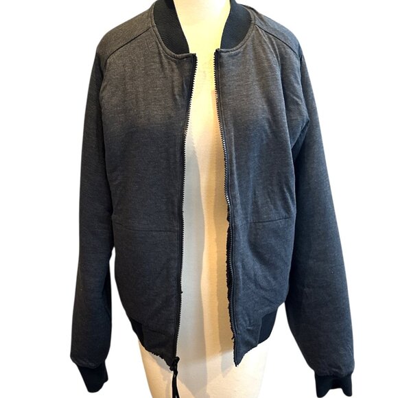 Prana Reversible Black Sherpa Style Bomber Jacket - Picture 4 of 9